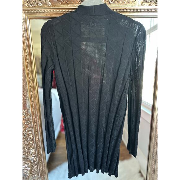 M Missoni Black Chevron Pattern Rib Trim Open Front Knit Wool Cardigan Medium - Picture 3 of 8